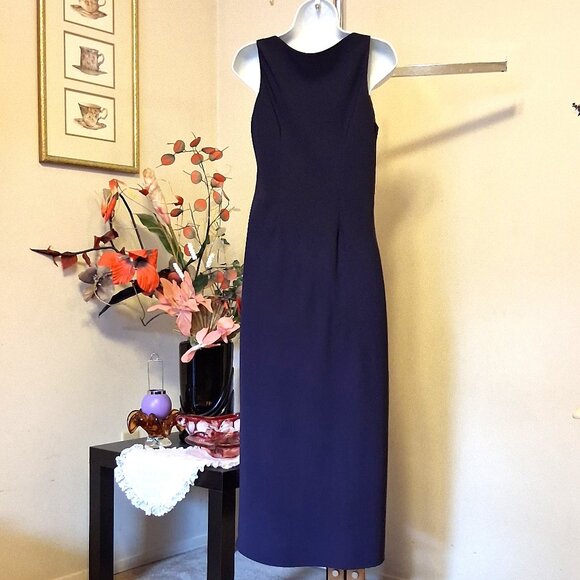 Vintage Jones New York Purple Blue Maxi Dress VTG Elegant Sleeveless Gowns - Picture 5 of 13